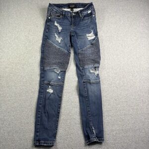 Judy Blue Skinny Fit Jeans Women's 1/25 Distressed Medium Wash Stretch Denim